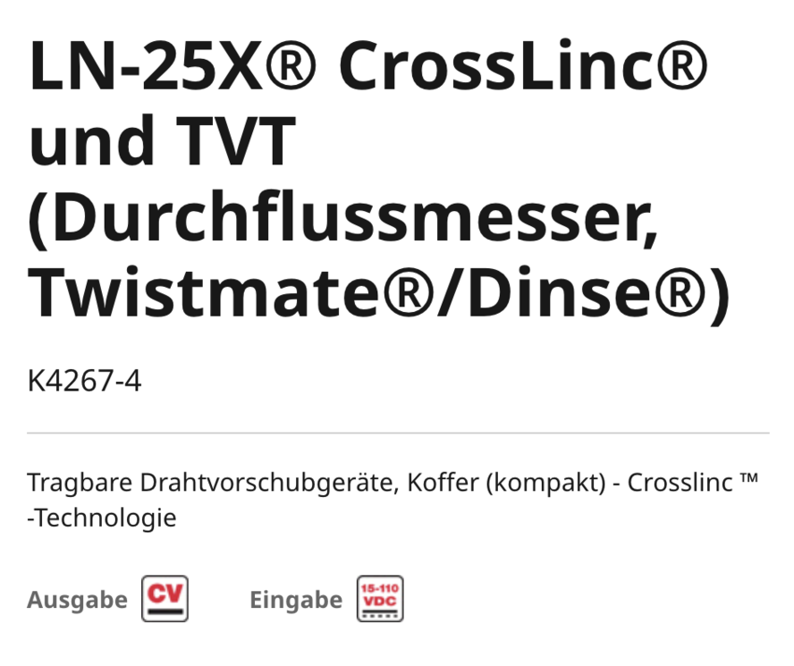 Lincoln LN-25X® CrossLinc® und TVT (Durchflussmesser, Twistmate®/Dinse®)